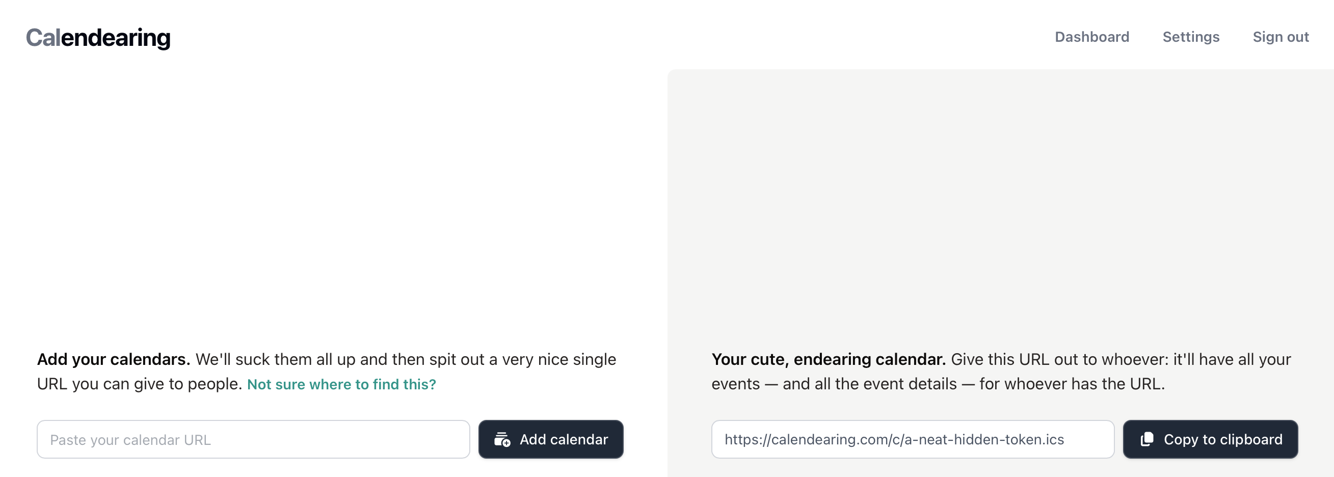 A screenshot of Calendearing