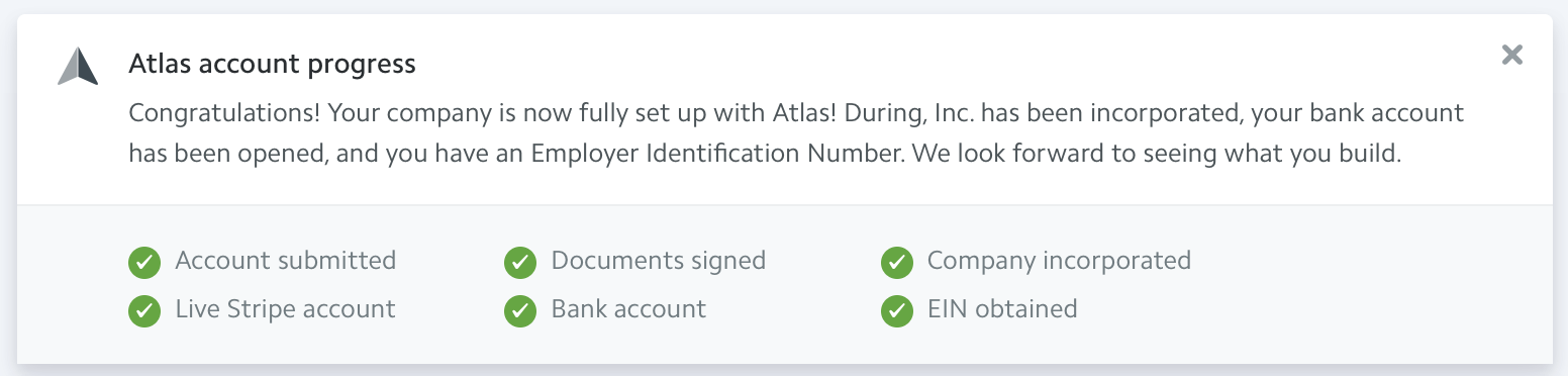 Stripe Atlas signup process