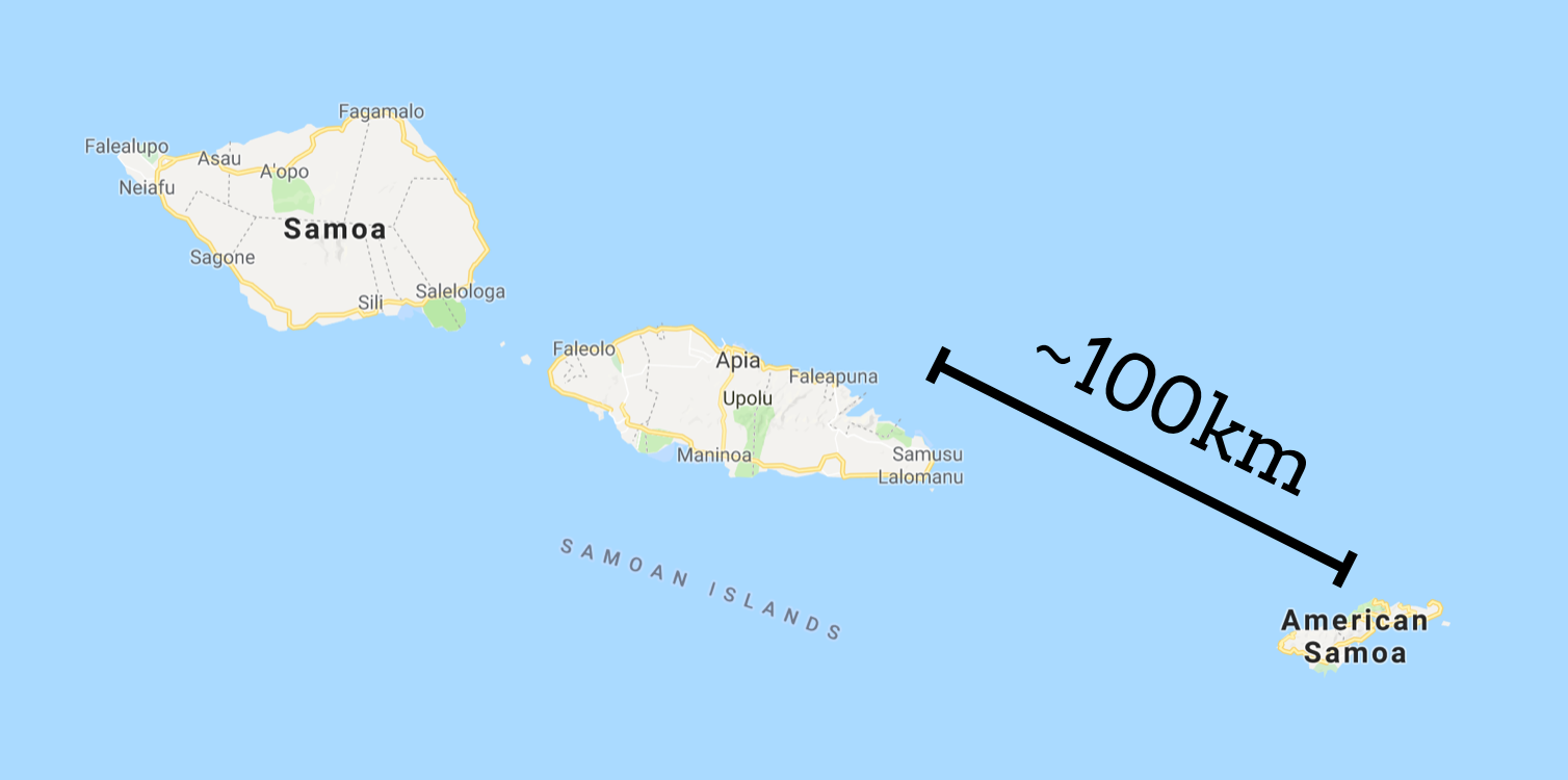 Samoa and American Samoa map